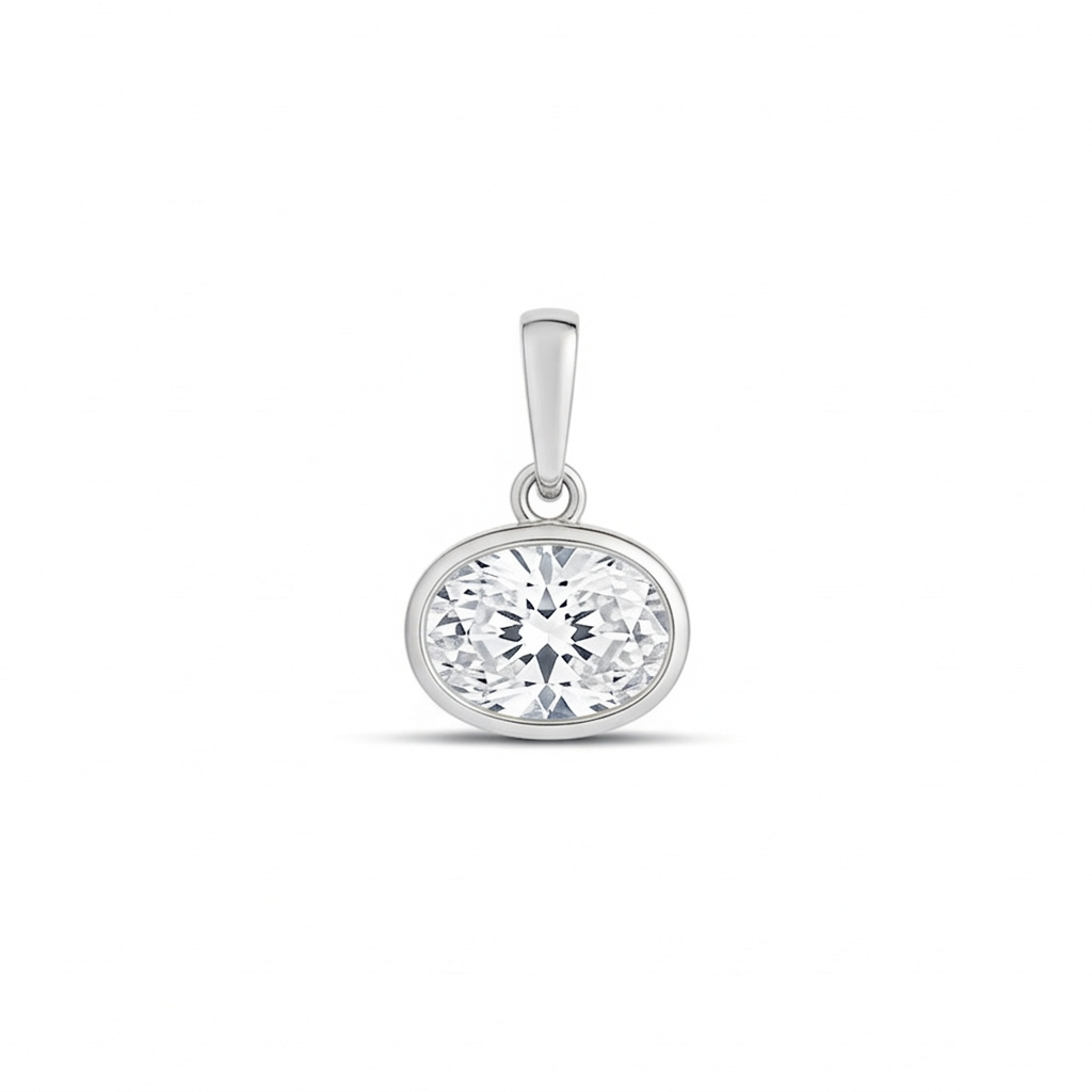 Charm Ovalado en Engaste Plateado