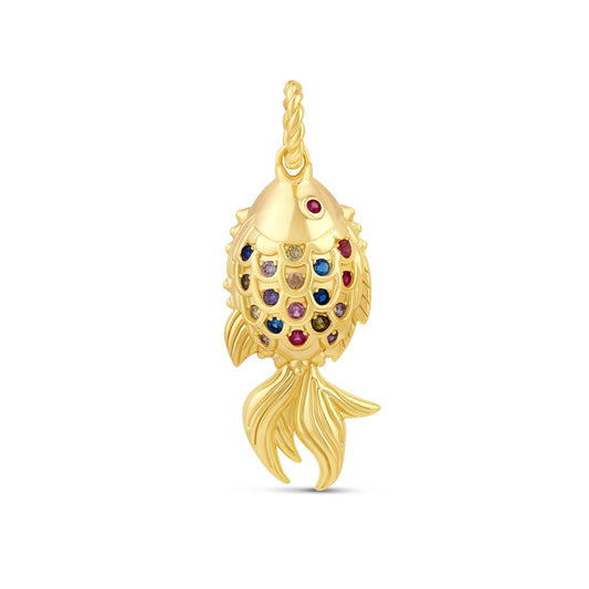 Charm Pez Dorado con Gemas Multicolor