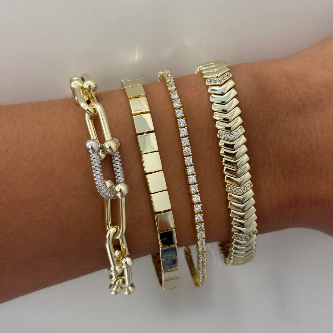 Pulsera de eslabones con detalles Pavé