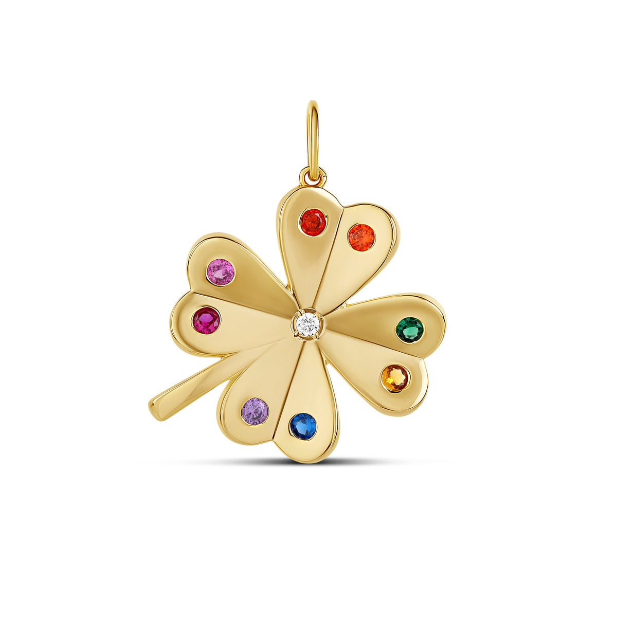 Trébol Dorado con Gemas Multicolor