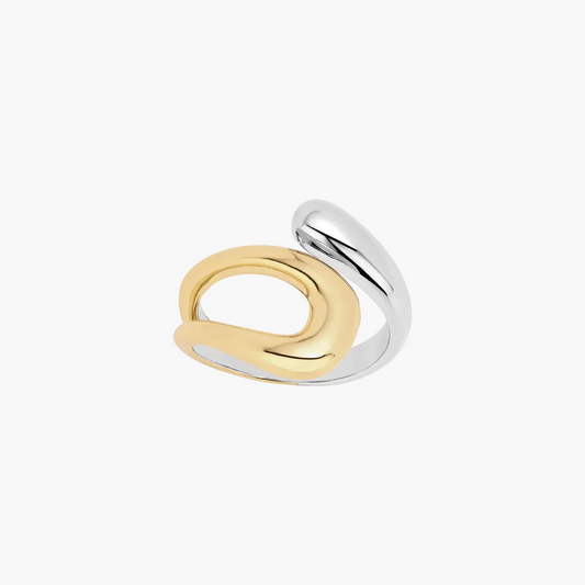 Sortija abierta dos tonos (dorado + plateado)
